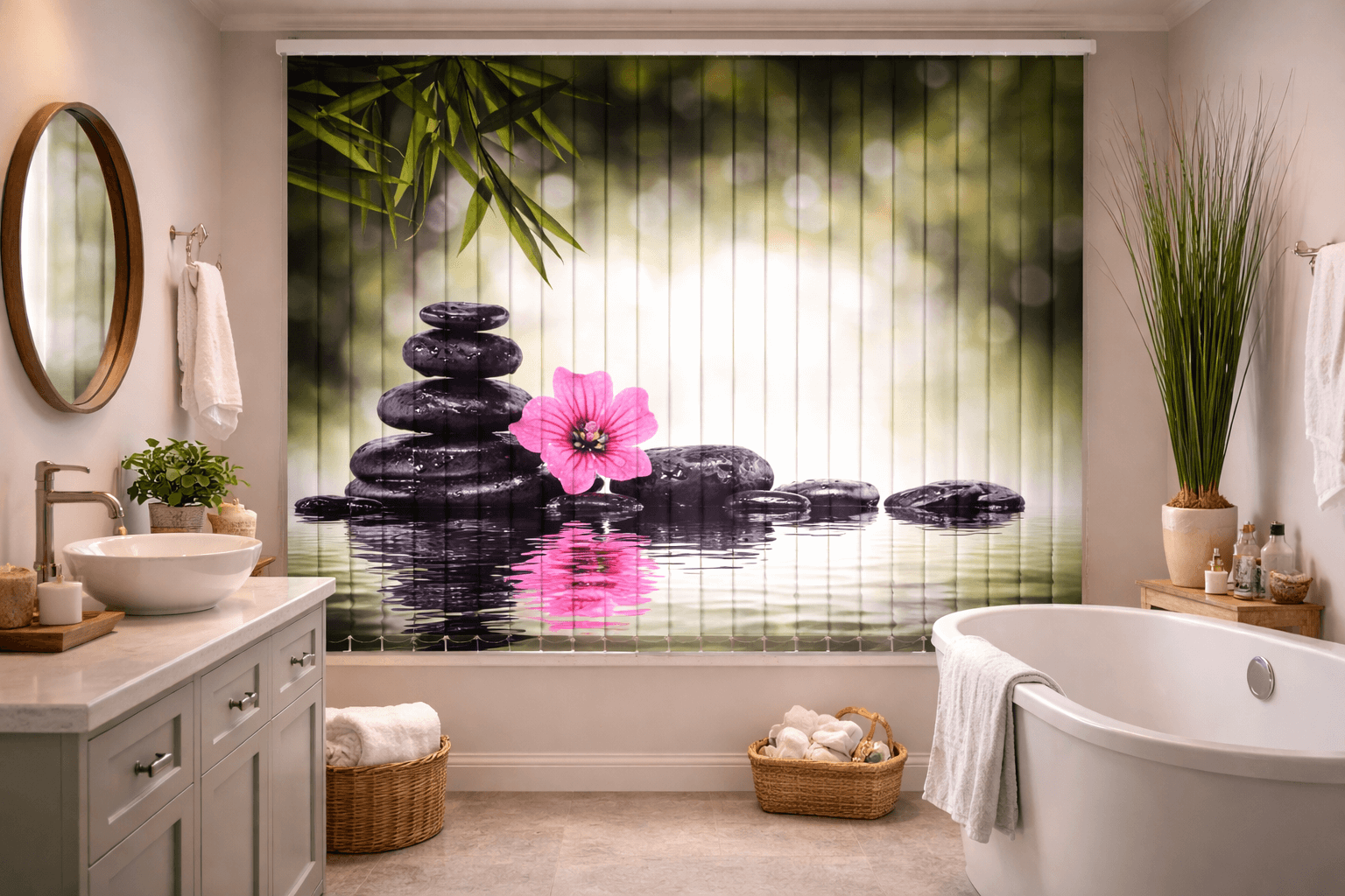 Bathroom Blinds - Bathroom custom printed vertical blinds
