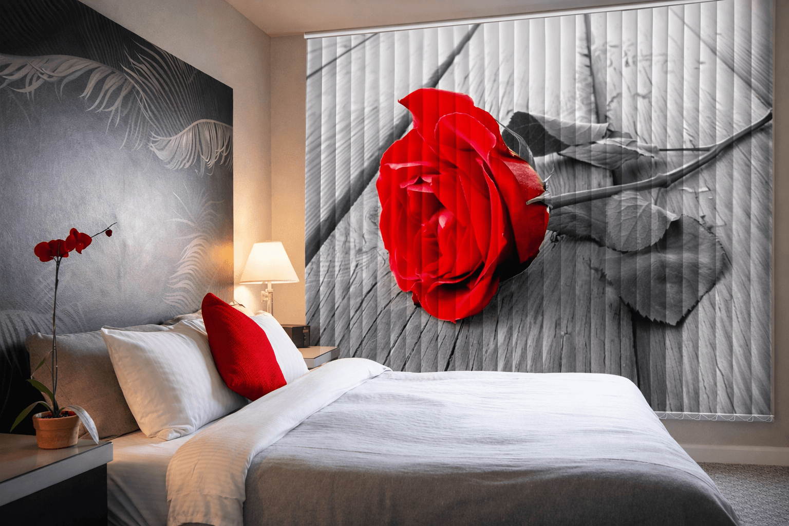 Cozy Bedroom Blinds - Bedroom custom printed vertical blinds