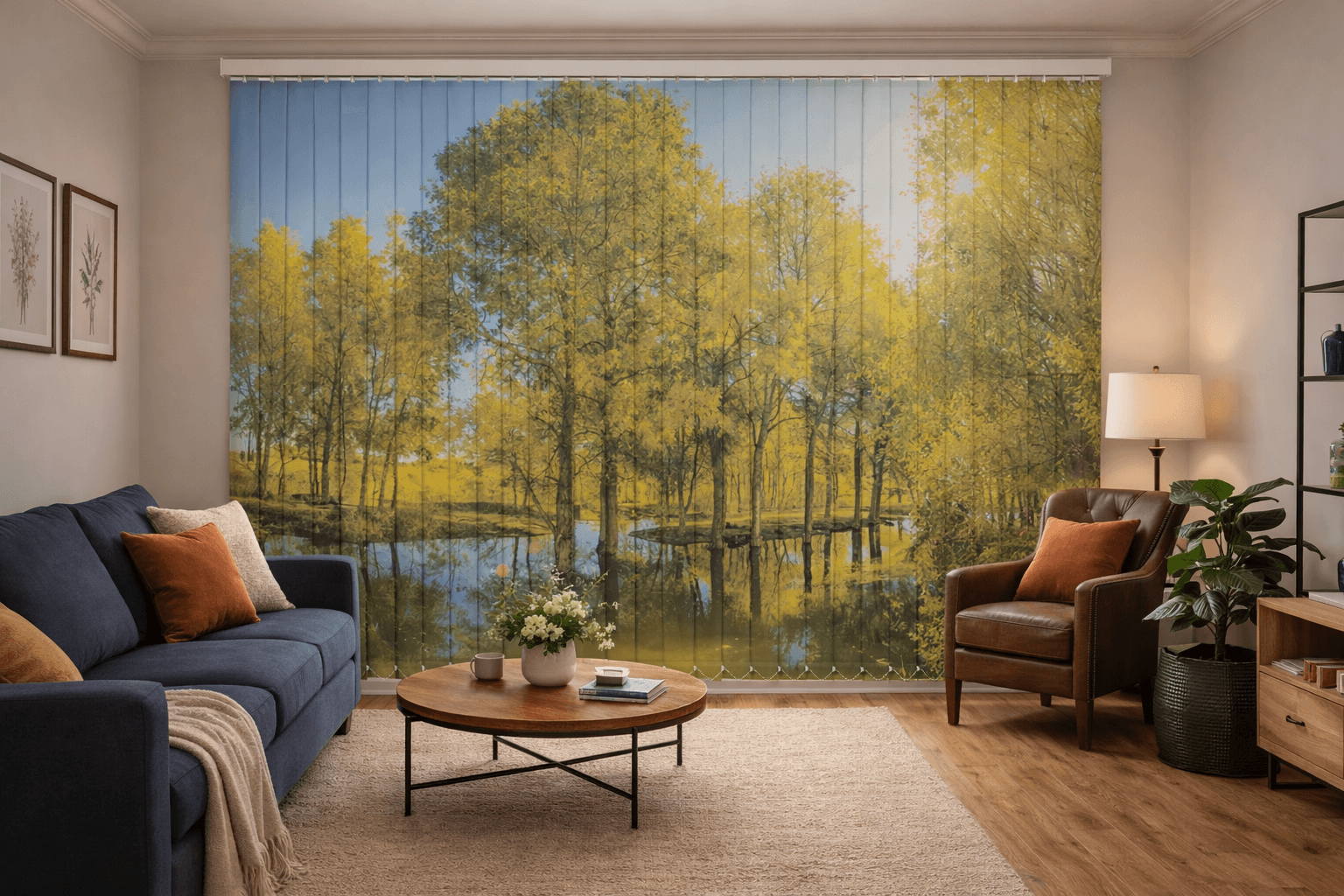 Minimalist Design - Living Room custom printed vertical blinds